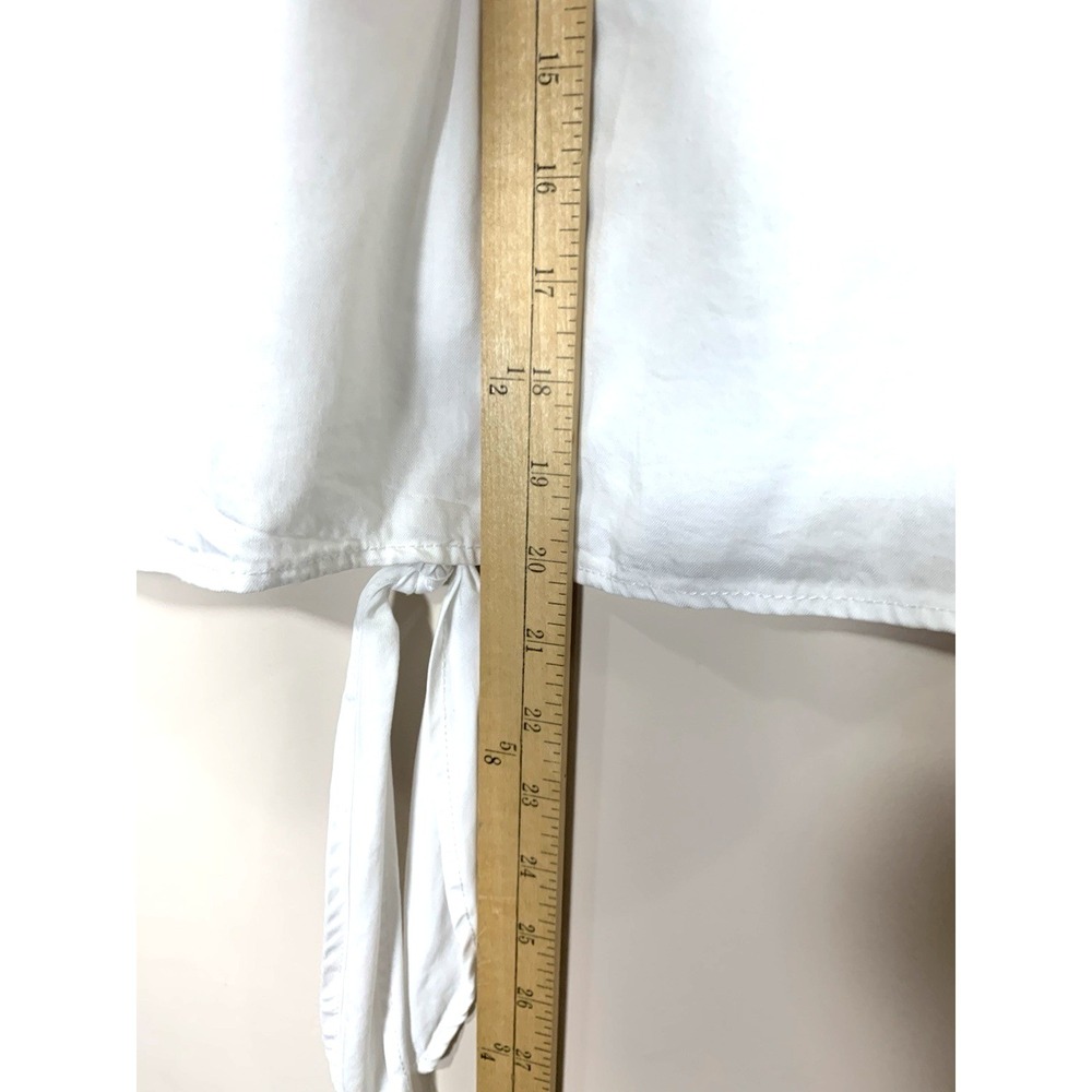 NEW Velvet Heart Tie Front Blouse Top Womens Small White Roll Tab Sleeve w/Tag - Picture 5 of 7